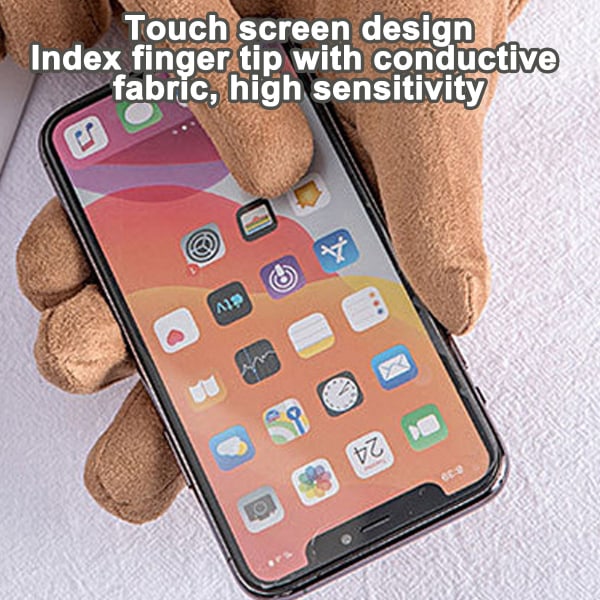 Dame Vinterhandsker Med Touchscreen Fingre Varme Ruskindshandsker