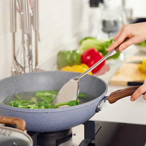 Professionell Universal Wok Slev, Värmebeständiga Wokredskap Set Inklusive Ergonomisk Wokspatel, Tvådelat Set i Rostfritt Stål För Säker,
