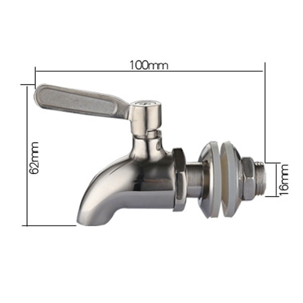 Hållbar Dryckesdispenser Ersättningskran, Rostfritt Stål style1 16mm