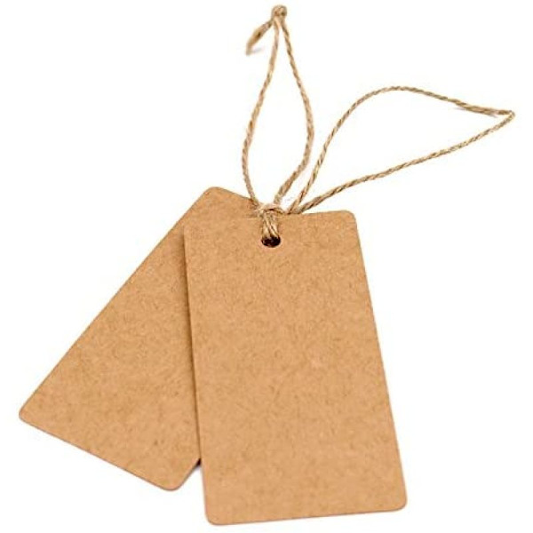Kraftpappersetiketter 9x5cm Rektangulär Present