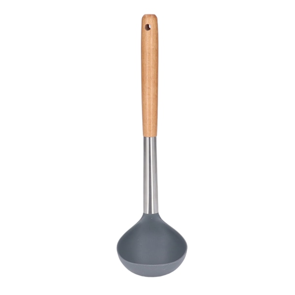 Suppeske Soft Safe Holdbar Silikone Material Non-stick Ridsefast Træhåndtag Ladel Ske