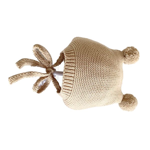 Mjuk och varm babyhatt, bekväm, knuten, söt, bedårande, stickad babyhatt för vinter, pojkar, flickor, aprikos, 44-46 cm, 3-18 månader