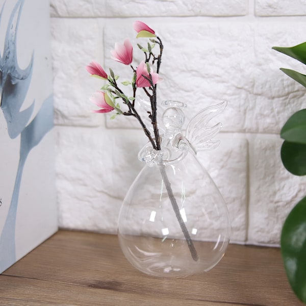 Vinkelhandgjord transparent glasvas blomkruka dekoration hushållskontor