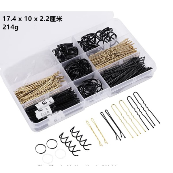 343PCS Bobby Pins Set, 100 U-formade hårnålar, 100 vågiga hårklämmor, 140 elastiska hårband och 3 spiralhårnålar, hårklämmor stylingnålar set för kvinnor och flickor