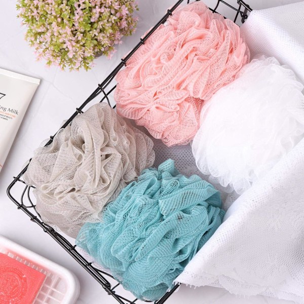 Rengör Hudens Porer och Exfolierar Badsvampar Loofahs, Högkvalitativt Puffnät För En Oöverträffad Duschupplevelse, 4-Delars Set Med Enkel Rengöring