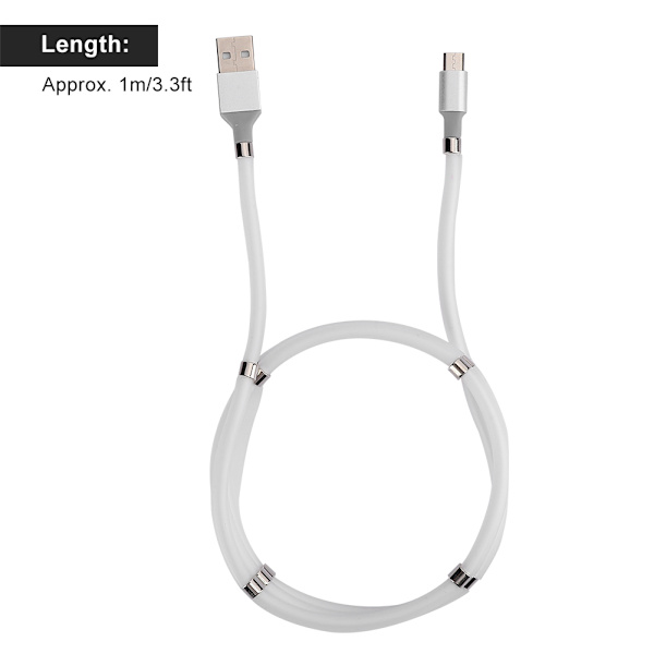 1m/3,3ft magnetisk absorption mjuk datakabel bärbar Micro Usb snabbladdningskabel