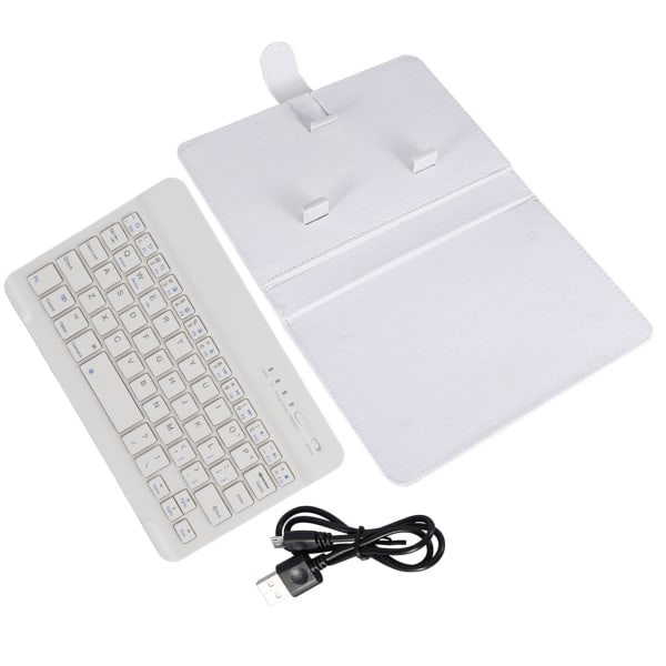 Universal trådløs Bluetooth-tastatur Flip Case Cover med stativ for IOS/Android-telefoner Hvit