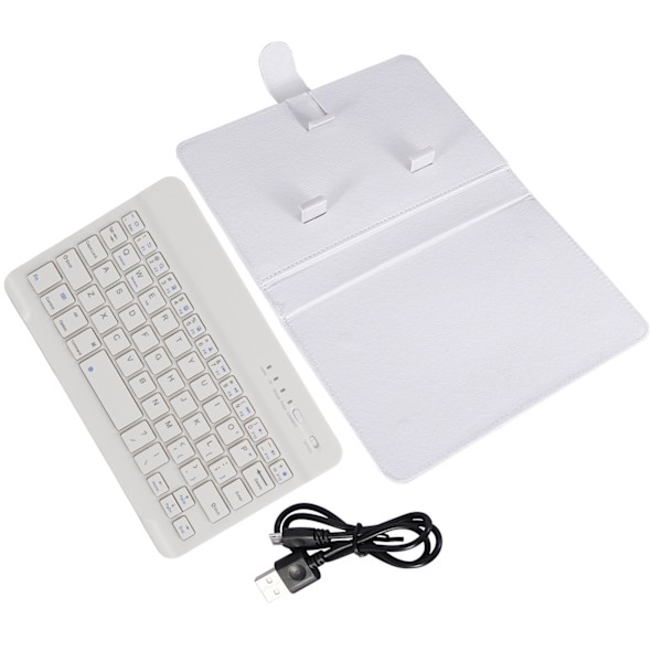 Universal trådløs Bluetooth-tastatur Flip Case Cover med stativ til IOS/Android-telefoner Hvid
