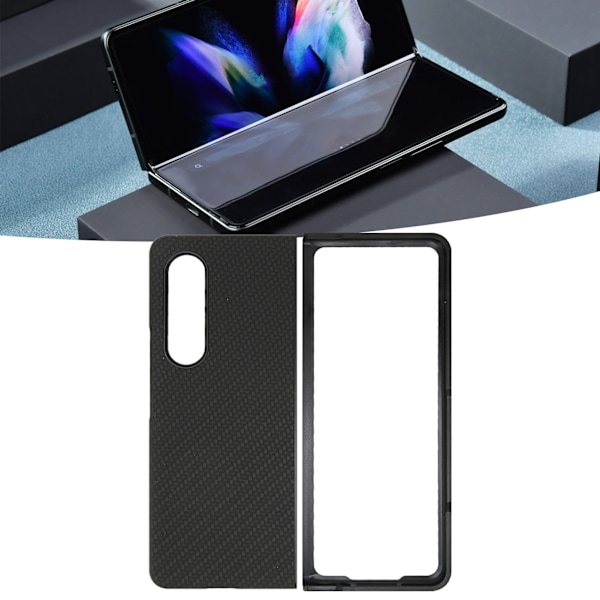 Fodral för Galaxy Z Fold 3 - Mobiltelefonfodral med vikbart skydd - Fullständigt skydd - Kolfiberstruktur - Svart