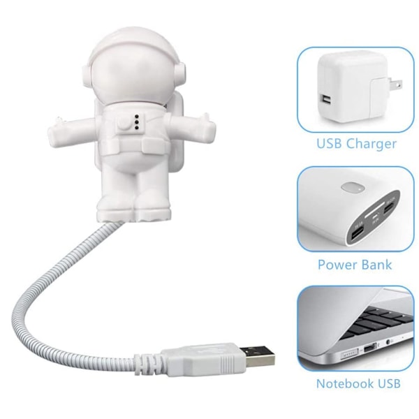 Kreativ Rymdman Skrivbordslampa, Justerbar Flexibel USB-lampa För Dator, Astronaut-tema Uppladdningsbar Nattlampa