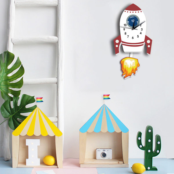 Cartoon Stum Väggklocka Barn Unika Gåvor Pendel Barnrum DIY Dekor Klocka