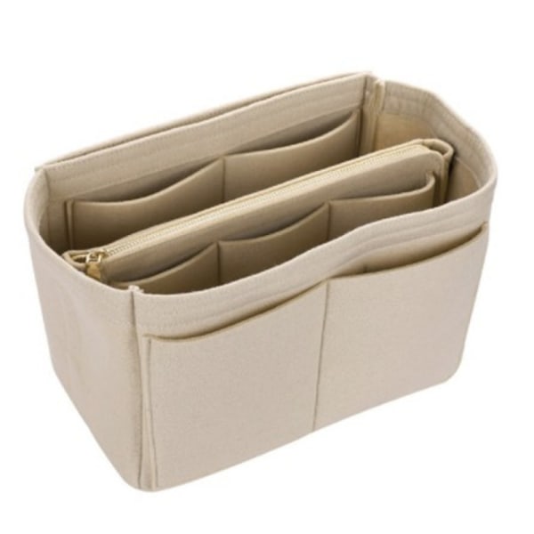 Ropch Handväska Organizer Väska Organizer med Fack Handväska Insats Väska i Väska Handväska Mapp Beige - L