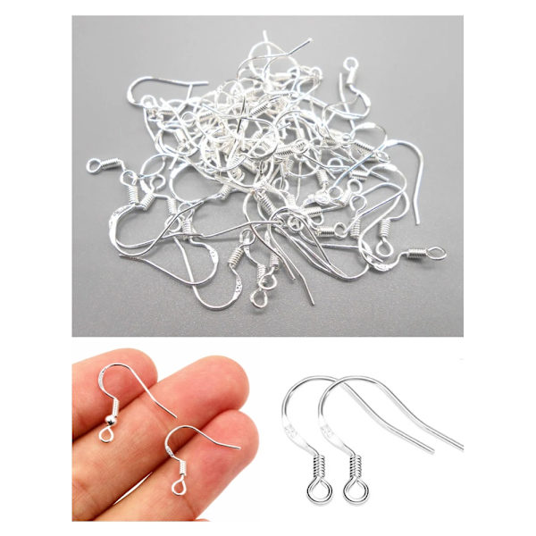 Nickelfria Platinapläterade öronkrokar, 50 par, 18mm Silver