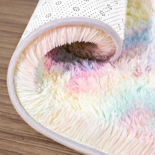 Rainbow Playland, 120x180 cm Fluffig Enhörningsmatta, Snabbtorkande, Enkel Rengöring, Halkfri Undersida, Tjockt Svamplager, Utsökt Heminredning, Hudvänlig