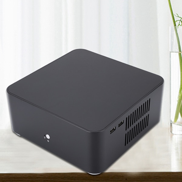 Mini ITX-datorfodral i aluminiumlegering HTPC-fodral Mini PC-datorfodral (L80 svart USB2.0)
