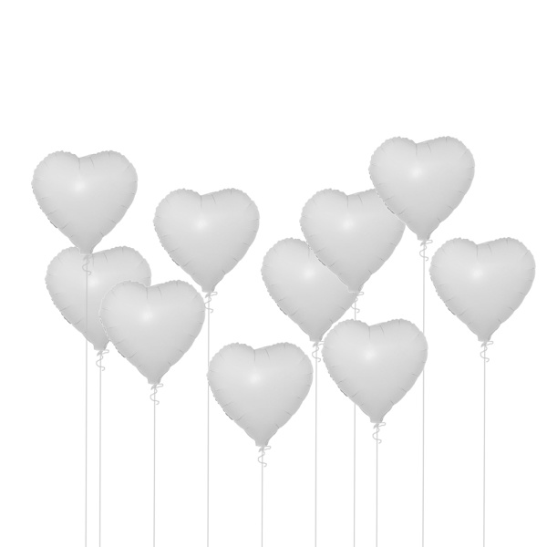 10 st 18\" Hjärtformade Ballonger i Aluminiumfolie för Fest, Bröllop och Födelsedagsfirande (Vita)