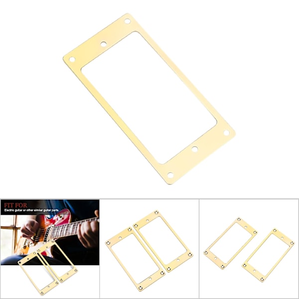 2Pcs Metal Humbucker Pickup Frame Mounting Rings Replacement Parts for Electric Guitars(Gold)