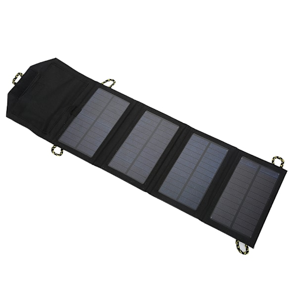 5V 7W Portable Foldable Solar Panel Charger Phone USB Power Bank for Travelling Camping (Black)