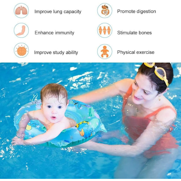Sommarsimning Uppgraderad Säkerhet Babybadring, Uppblåsbar Baby Pool Badring Med Mjuk Innerring, Småbarns Badring, Dubbeldäckad Luft
