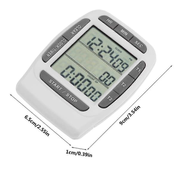 Bærbar Digital Trekanals Kjøkkentimer i ABS, LCD-timer, Nedtellingstimer