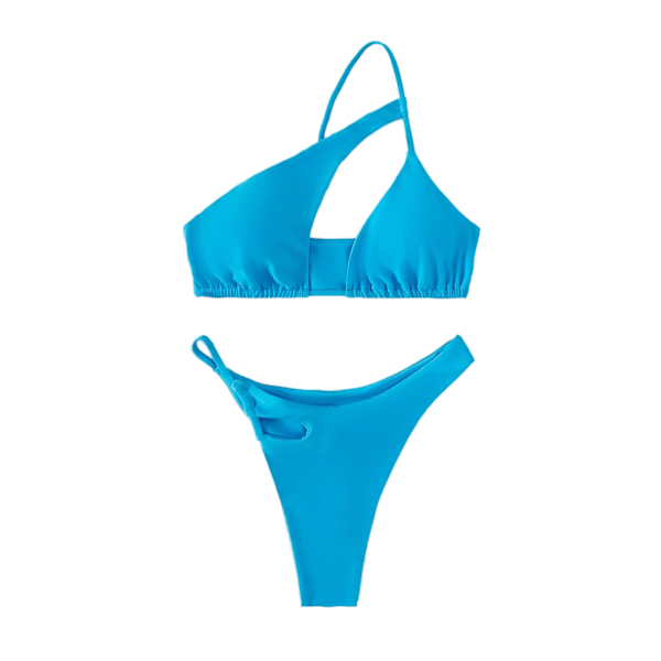 En Axel Tvådelad Bikini Mjuk Bekväm Hudvänlig 2-delad Baddräkt Bikini Baddräkt för Strandfest Himmelsblå M