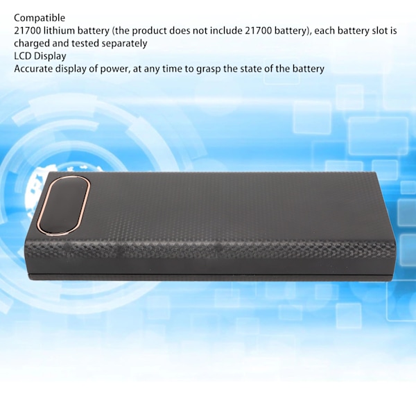 8x21700 Batteriboks Svejsefri Powerbank Boks Kit DIY Batterioplader Ydre Etui 22.5W Hurtigopladning Sort