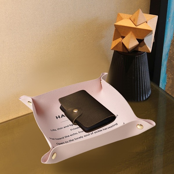 Valetbricka Skrivbordsförvaring Organizer - Multi-Use Läder Catchall Bricka Sängbord Nattduksbord Caddy Tärningshållare för Nycklar, Telefon, Plånbok, Mynt, Smycken,