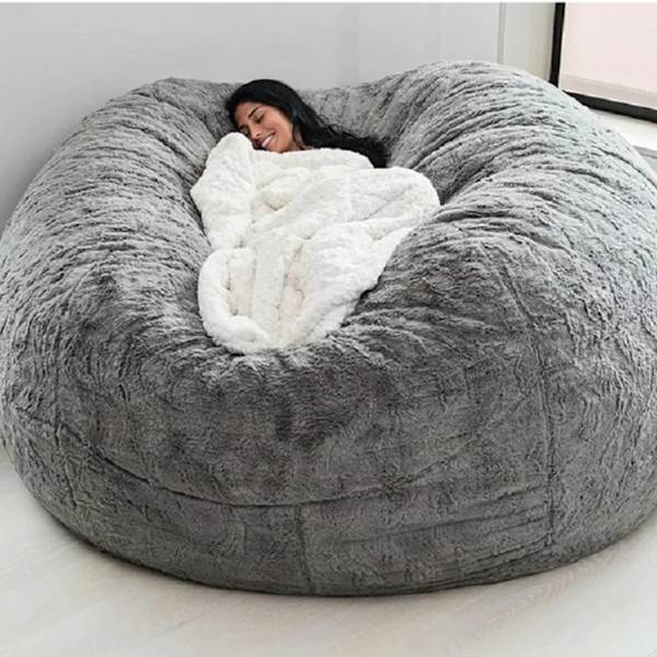 Fluffy bean bag stoltrekk for voksne (uten fyll) grå 180 x 90 cm