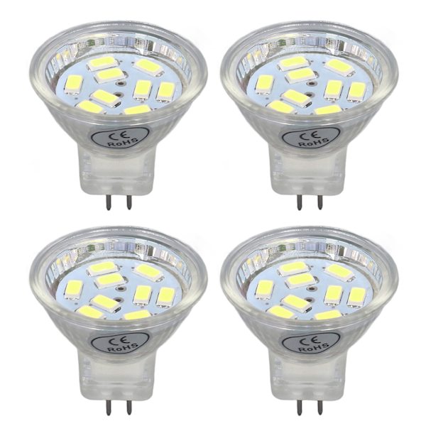 4 stk. MR11 LED-pære 3W 300lm pære med 9 perler dobbel stiftbase for