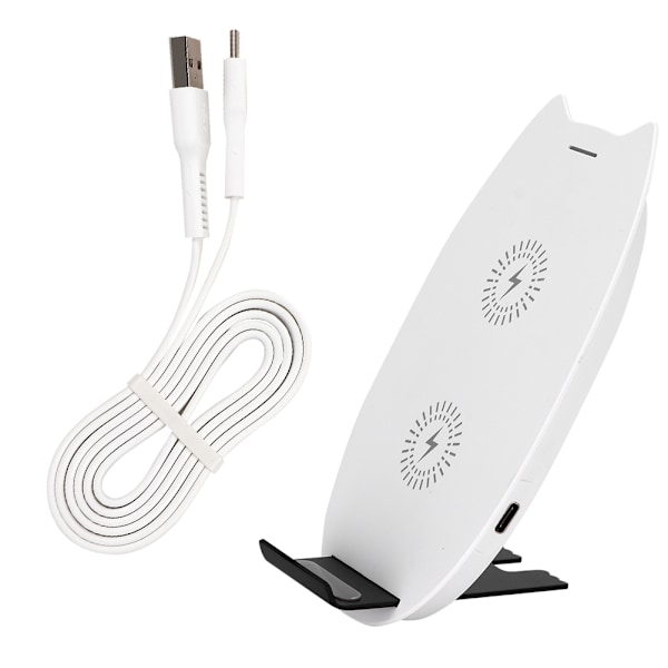 Bærbar Mini Trådløs QI Hurtigoplader 10000mAh Powerbank til Mobiltelefon Hvid