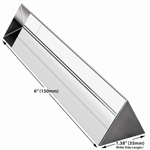 Slät Polerad Glasyta, Optiskt Klar, Blyfritt K9 Optiskt Glas, Liksidig Prisma med Sidlängd 1,38 Tum / 35 mm, Perfekt för Vetenskap