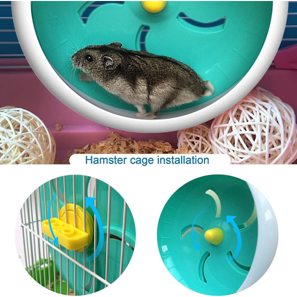 Petest Hamsterhjul, Uppmuntra Hälsosam Motion, Tyst Snurra Med Sömlös Trepunktsspänne Design för Dvärghamstrar, Guldhamstrar