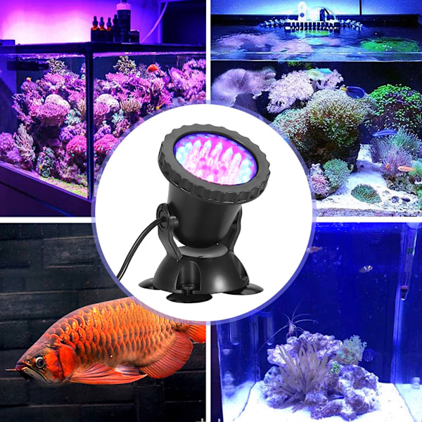 100-240V Akvarium LED Vandtæt Belysning RGB Nedsænkelig Spotlight Fisketank Have Dam (#10)
