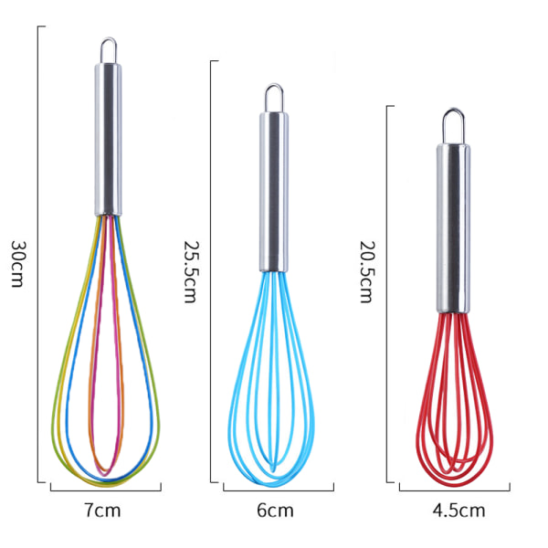 3-pakning svært robuste kjøkken silikon visp ballong visp sett