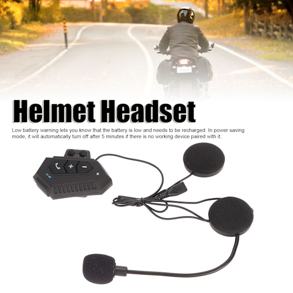 Hjelm BT Headset Stereo Lyd Auto Svar Funktion Håndfri Opkald HiFi Stabil Motorcykel Bluetooth Hovedtelefon