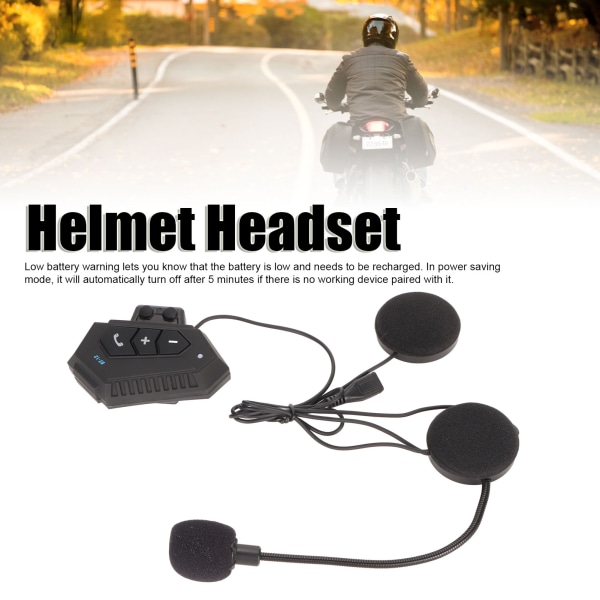 Hjelm BT-headset stereolyd automatisk svarfunksjon håndfri samtale HiFi stabil motorsykkel Bluetooth-hodetelefon