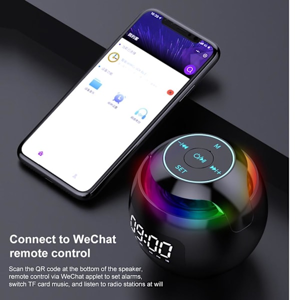 Mini Bluetooth-højttaler trådløs Bluetooth-lydboks med LED-display vækkeur højttaler
