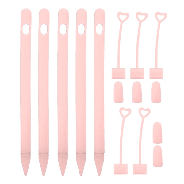 Mjukt silikon Stylus Pen Ärm Tablet Touch Pen Anti-halk Fallskydd för iOS Pencil (Rosa)