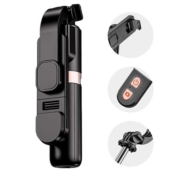 Mini Selfie Stick, Bärbar Aluminiumlegering Selfie Sticks Stativ, med Trådlös Bluetooth Fjärrkontroll