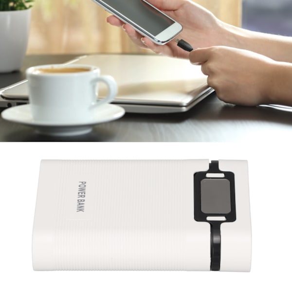DIY Mobiili 18650 Akun Laturi Power Bank 4 Akun Kapasiteetti Laatikko Mikro Tulo 2 Tapa Lataus LCD Näytöllä Valkoinen
