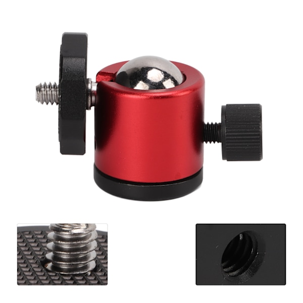 Tripod kulledshuvud kameramontering aluminiumlegering 360° roterande universell för stativ SLR-kamera röd