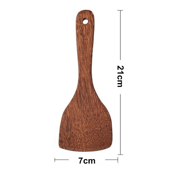 Naturlig Rörsked i Massivt Trä, Miljövänlig Träslev för Ris med Hängande Hål för Smidig Förvaring, Säker Ergonomisk Design för Non-Stick Kokkärl