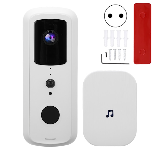 Smart trådlös WIFI videodörrklocka 1080P APP fjärrkontroll intercom nattvision vit 90‑260VEU-kontakt