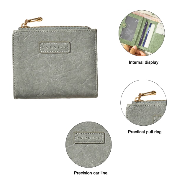 Liten bifold plånbok, PU-läder plånbok kontantficka kortfodral ID-fönster plånbok för kvinnor flickor