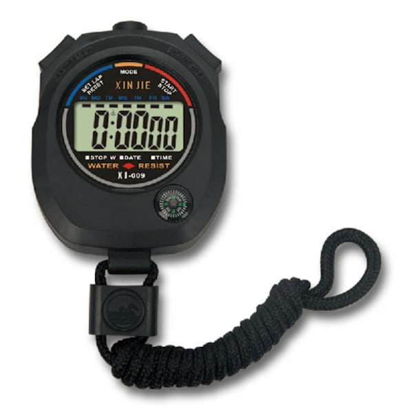 Ergonomisk Svart Multifunktionell Digital Stoppur, 1/100 Sekunds Noggrannhet, Mellantidtagning Med Kalenderklocka Alarm, Lämplig För Tränare, Domare,