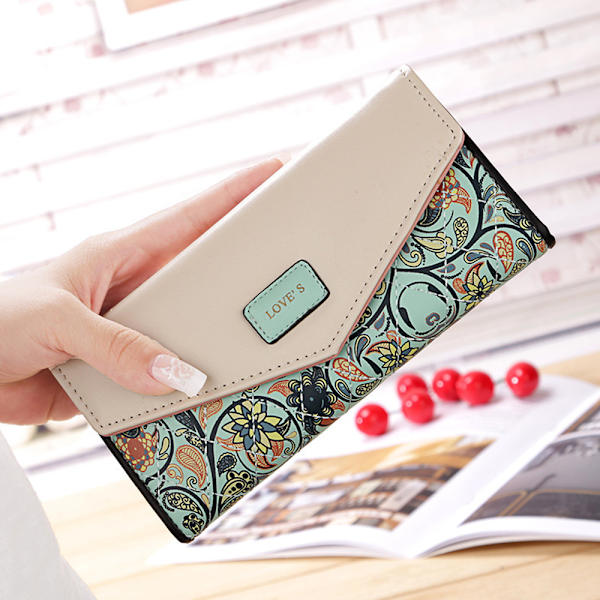 Liten blommig kuvertlås dam plånbok Lång plånbok clutch väska