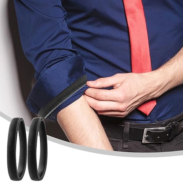 2 par Ärmhållare för skjorta, justerbara stretchiga elastiska armband hindrar manschetter från att glida, halkfria ärmhållare för skjorta i expanderbar metall