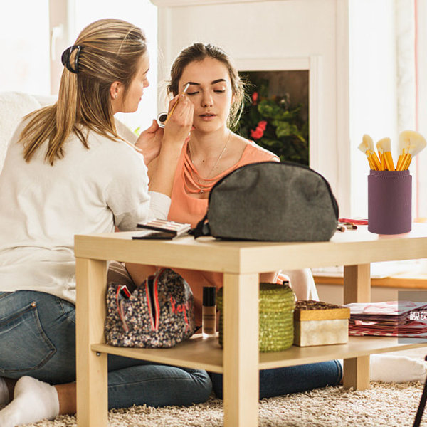 2 stk. makeup børste opbevarings spand, læder børste spand, makeup børste opbevaringsboks