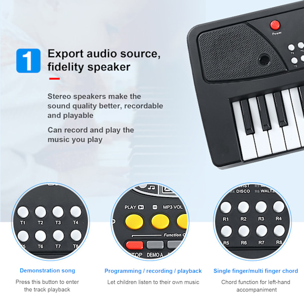 Lasten elektroninen piano 37 kosketinta Monitoiminen kosketinsoitin Musiikki-instrumenttitarvikkeet BF-430A2