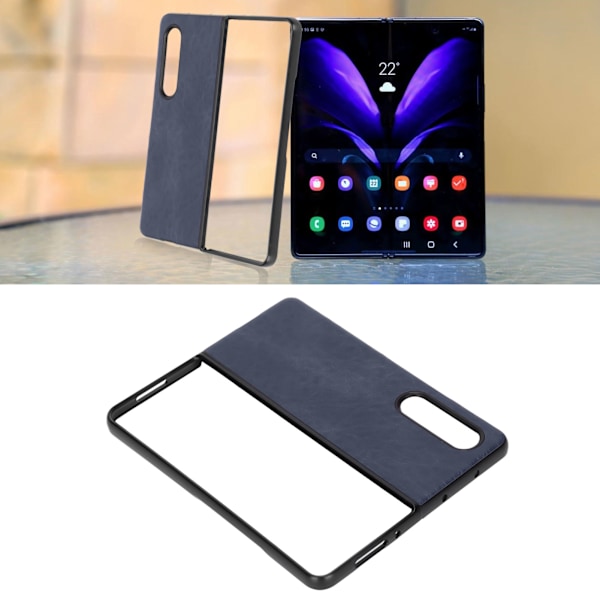 Læder Smartphone Cover Stødsikkert Telefonbeskyttende Etui til Samsung Galaxy Z Fold 3Blå